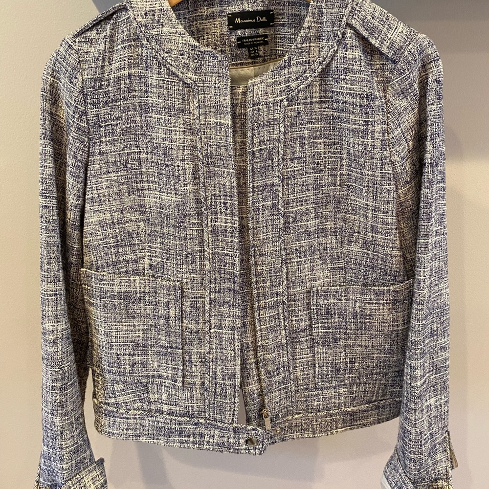 Blue Massimo Dutti cropped jacket blazer